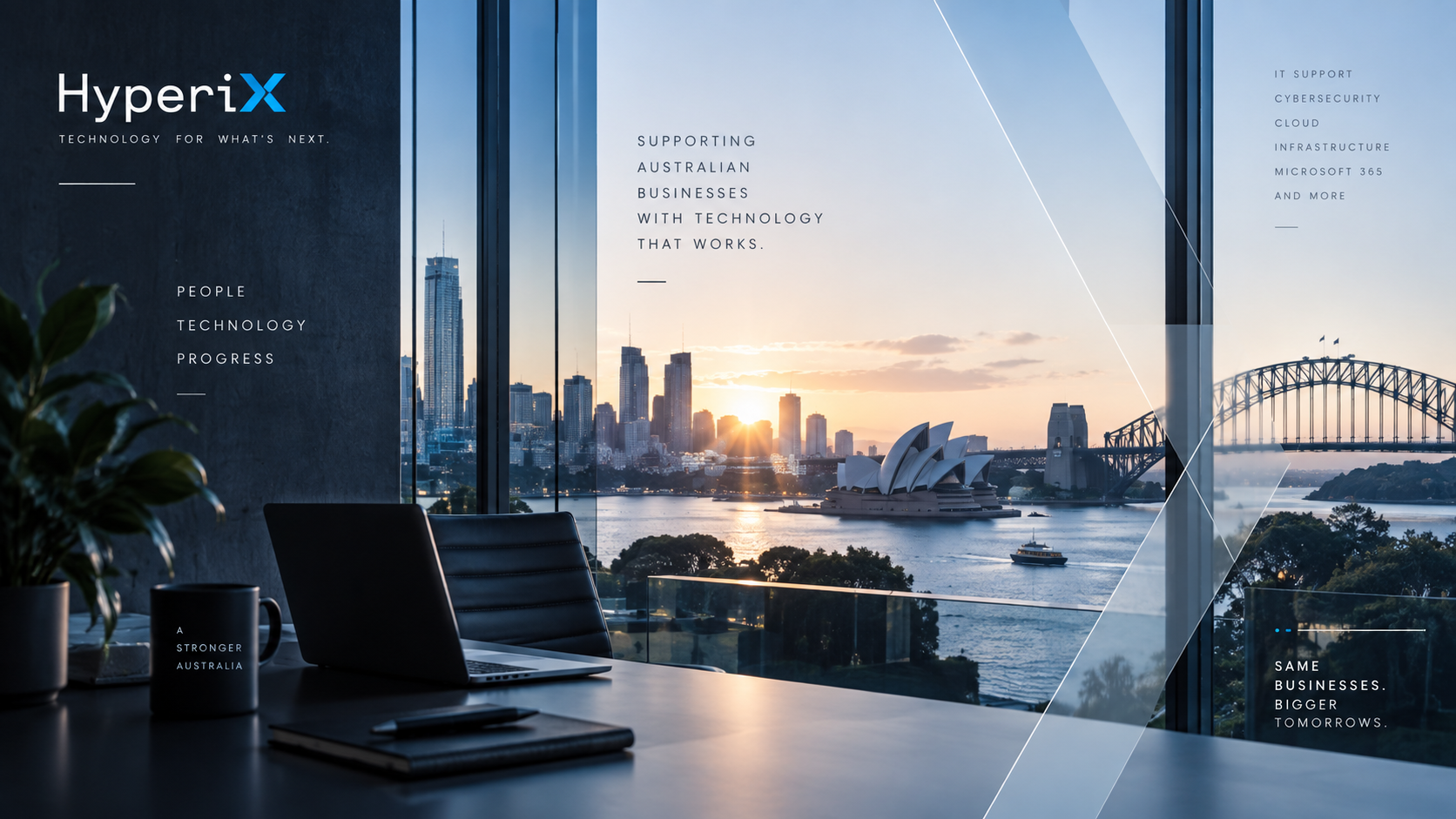 Modern business workspace with connected technology